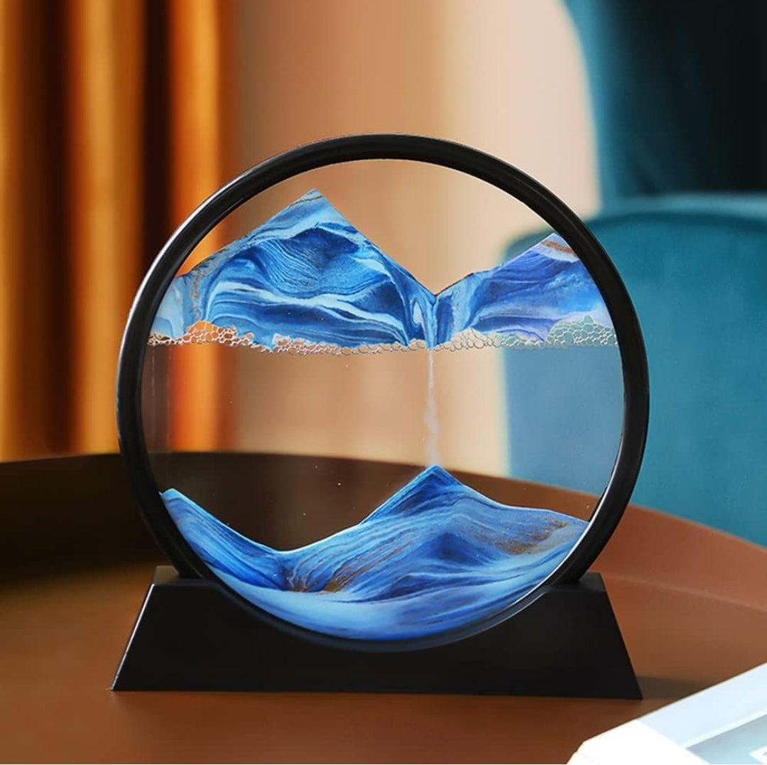 Moving Sand Art Picture ,Liquid Motion 3D Sandscape in Motion Display, Flowing Sand Frame Desktop Art Bookshelves Home Office Decoration