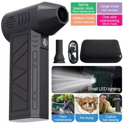 Portable Turbo Fan Turbine Jet Blower 130,000Rpm W/High-Speed Brushless Motor Top Speed 100Mph Airflow Strong Wind Fan