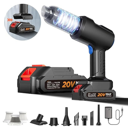 Handheld Car Vacuum Wireless, Handheld Vacuum Cleaner with 21000pa High Power Suction, Two Batteries Long Endurance, 18V/120W Mini Vacuum Cleaner for Car, Home, Office, Pet