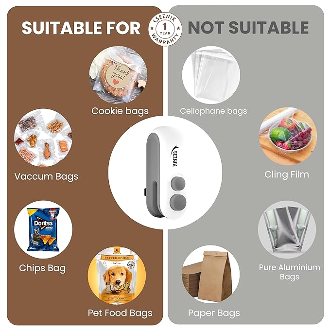 Portable Mini Sealing Machine, Handheld Packet Sealer for Food, Snacks, Chips, Fresh Storage, Plastic Bags Sealing Machine