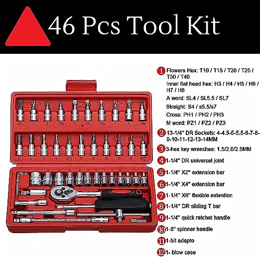 46 in 1 Pcs Tool Kit Multi-Purpose Stainless Steel Tool Kit Set