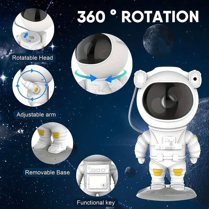Astronaut Galaxy Projector with Remote Control - 360° Adjustable Timer Kids Astronaut Nebula Night Light