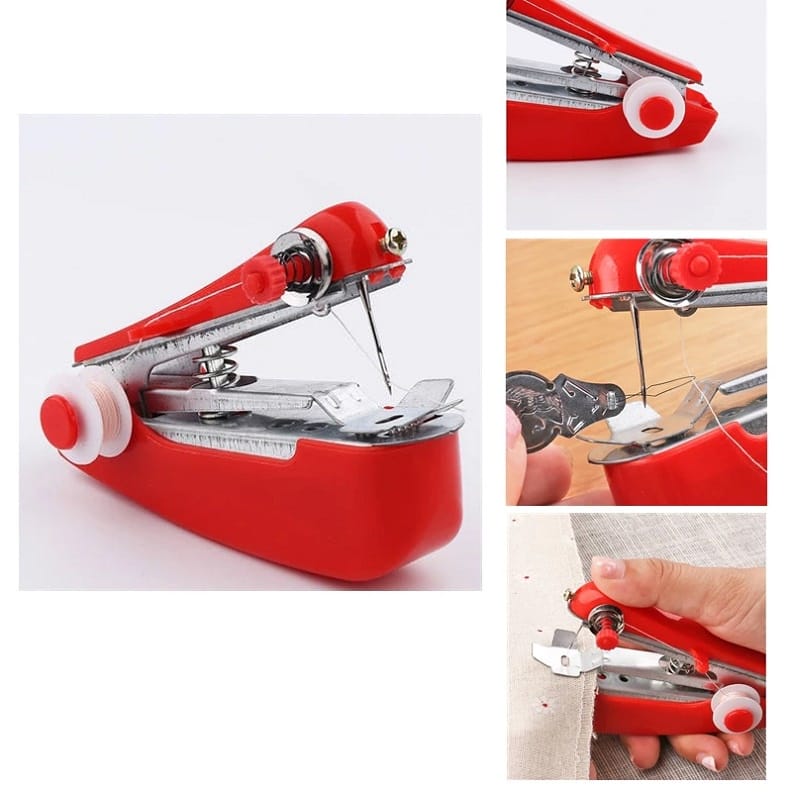 Set Of Hand Held Electric MINI Sewing Machine Household Stitch Clothes Sew  Needlework Set Portable Manual Sewing Machine Handwork Tools