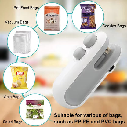 Portable Mini Sealing Machine, Handheld Packet Sealer for Food, Snacks, Chips, Fresh Storage, Plastic Bags Sealing Machine